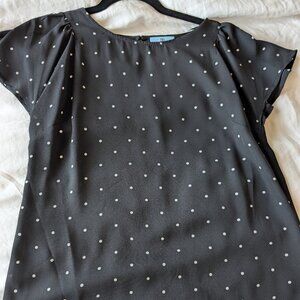CeCe Women's Short Sleeve Polka Dot Blouse- Small
